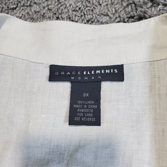 Grace Elements Woman Plus Linen Open Front Cardigan Blazer - 3X - Picture 3 of 7